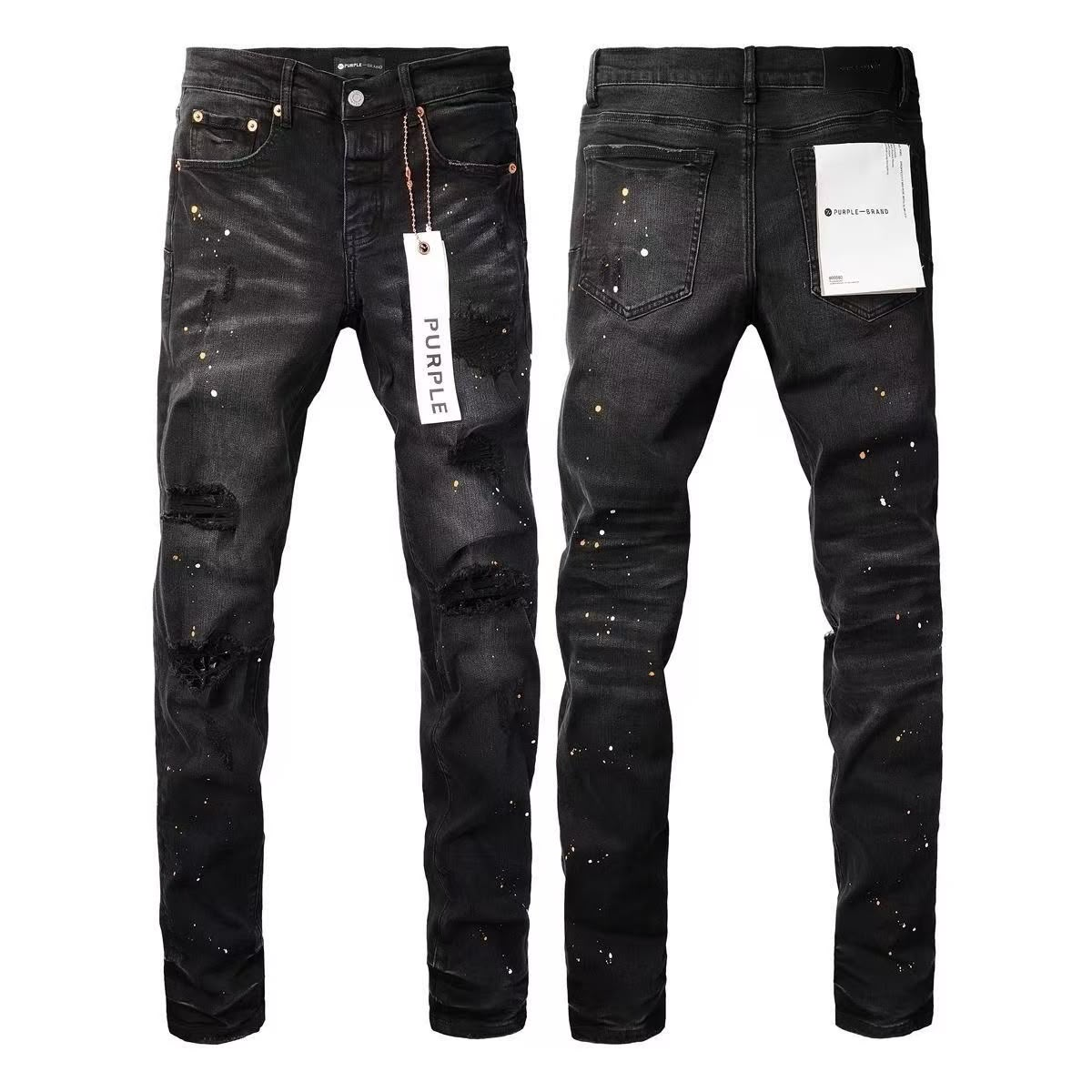 PURPLE BRAND BLACK PAINT JEANS